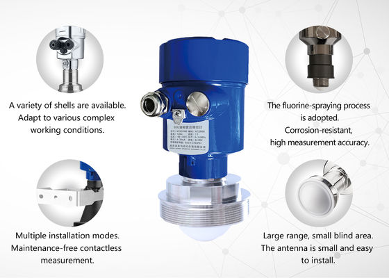Good price 80GHz Radar level Transmitter process temperature -40~+260℃ and process presure -0.1~2.0MPa  and process connection thread franges clamps with IP67 online