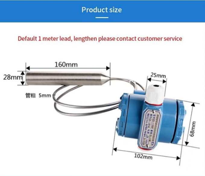 Oil Hydrostatic Submersible Liquid Water Level Transducer 4 - 20mA 1