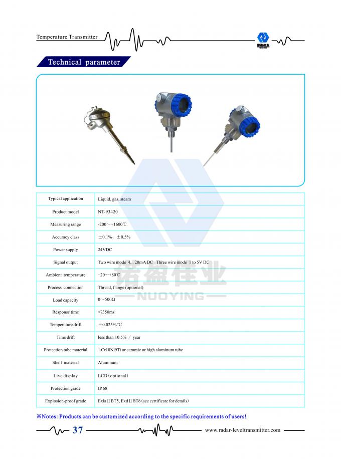 High Accuracy Factory Direct Sale 4-20mA Temperature Transmitter for Industrial Applications 6